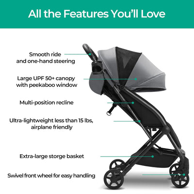 mompush travel stroller Mompush Lithe Lightweight Stroller